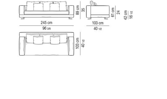 White Saddle Hide Depth Cm 103 Sofa 245