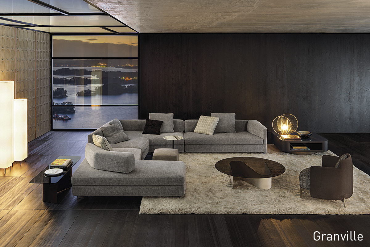 <p>The next year, his partnership with Minotti evolved with two new designs, the <strong>Granville</strong>&nbsp;seating system and the <strong>Dan </strong>table, and in 2019 he created the <strong>Daniels</strong>&nbsp;seating system and the <strong>Amber</strong> coffee tables-low units.</p>
