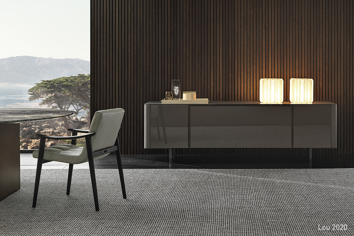 En 2020, le designer français revisite les meubles de rangement&nbsp;<strong>Lou</strong>&nbsp;pour les séjours, les salles à manger et les chambres en réimaginant leur aspect, leurs matières, leurs couleurs et leurs détails de contruction.