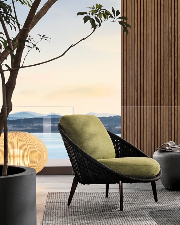 Belt Cord Outdoor Lounge Armchair, Minotti