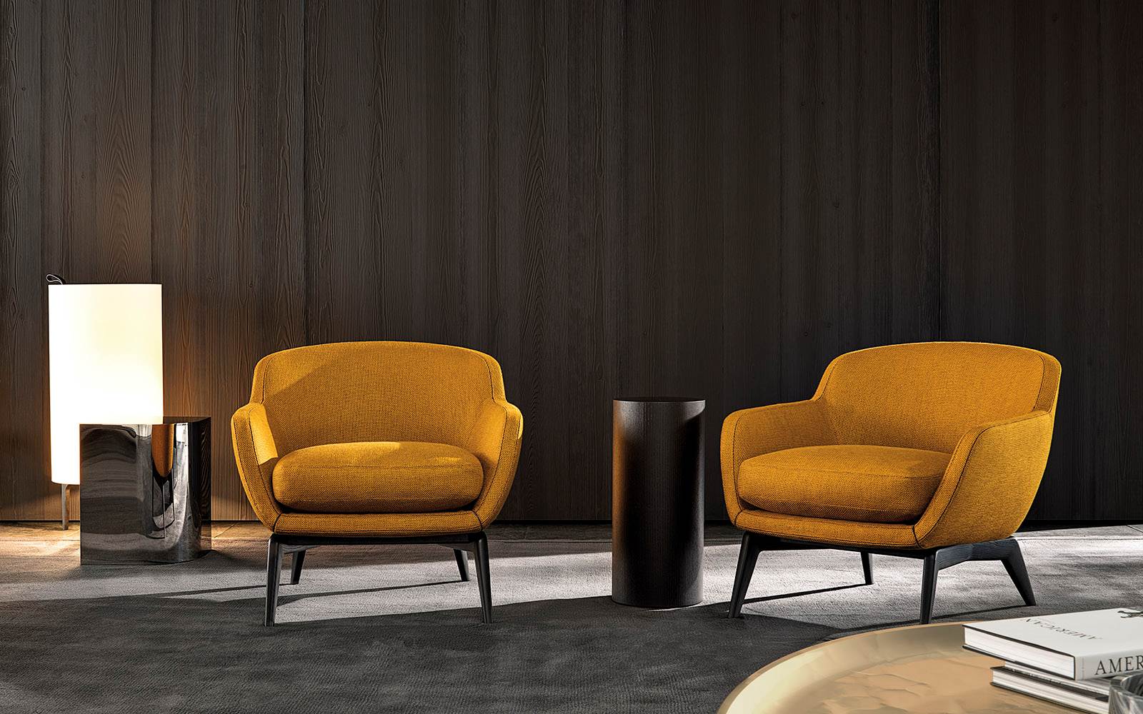 BELT Leather armchair with armrests By Minotti