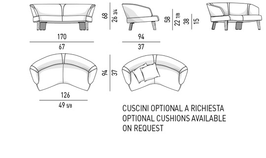 Reeves Divano Lounge Sofas En, Semi Circular Sofa Dimensions